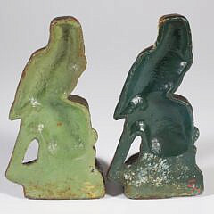 Vintage Painted Cast Iron Parrot Bookends