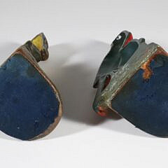 Vintage Painted Cast Iron Parrot Bookends