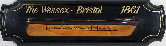 Petite Decorative Carved and Painted Half Hull on Plank "The Wessex-Bristol 1861"