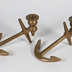 Pair of Vintage Brass Ships Anchor Candlesticks