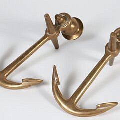 Pair of Vintage Brass Ships Anchor Candlesticks