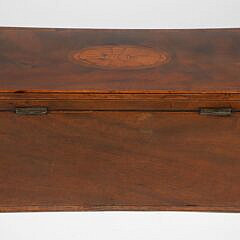 Mahogany Multi-Wood Inlaid Tea Caddy Box, 19th Century