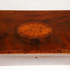 Mahogany Multi-Wood Inlaid Tea Caddy Box, 19th Century