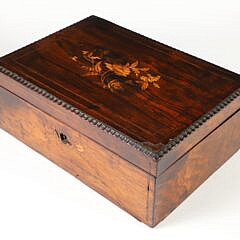 Floral Inlaid Tropical Wood Lift Top Box, 19th century