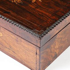 Floral Inlaid Tropical Wood Lift Top Box, 19th century