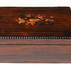 Floral Inlaid Tropical Wood Lift Top Box, 19th century