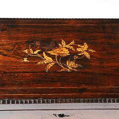 Floral Inlaid Tropical Wood Lift Top Box, 19th century