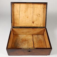 Floral Inlaid Tropical Wood Lift Top Box, 19th century