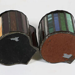 Pair of Vintage Stained Glass Scallop Shell Trinket Boxes