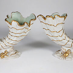 Pair of Italian Ceramic Cornucopia Vases by Egisto Fantechi Maioliche