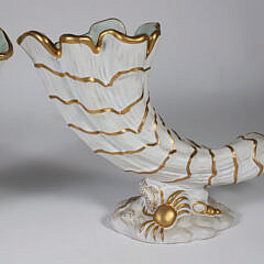 Pair of Italian Ceramic Cornucopia Vases by Egisto Fantechi Maioliche