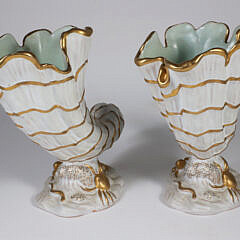 Pair of Italian Ceramic Cornucopia Vases by Egisto Fantechi Maioliche