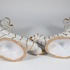 Pair of Italian Ceramic Cornucopia Vases by Egisto Fantechi Maioliche