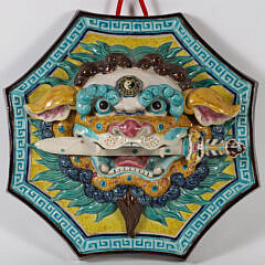 Early 20th Century Sancai Type Glazed Foo Dog Plaque
