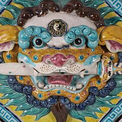 Early 20th Century Sancai Type Glazed Foo Dog Plaque