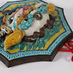Early 20th Century Sancai Type Glazed Foo Dog Plaque
