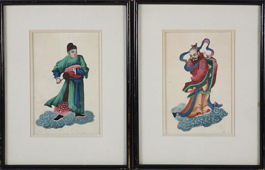 Pair of Antique Chinese Figural Portraits