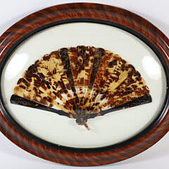 Antique Tortoiseshell Hand Fan Mounted in Later Oval Frame