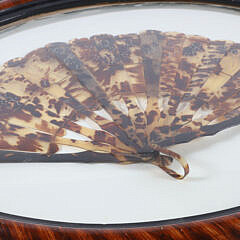 Antique Tortoiseshell Hand Fan Mounted in Later Oval Frame