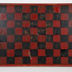 Primitive Folk Art Game Board in Red and Black Paint