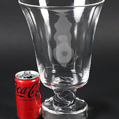Large Signed Clear Glass Steuben Vase