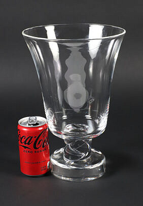 Large Signed Clear Glass Steuben Vase