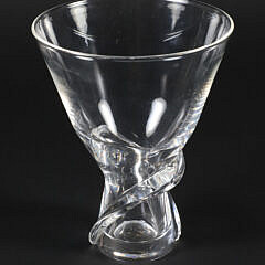 Signed Steuben Clear Glass Vase with Twist Base