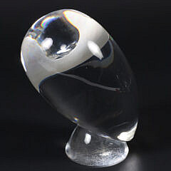 Signed Steuben Clear Glass Owl Figurine