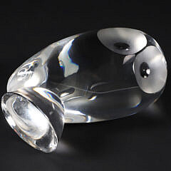 Signed Steuben Clear Glass Owl Figurine