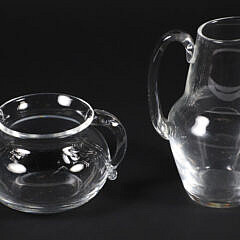 Signed Steuben Clear Glass Creamer, Sugar, and Finger Bowl