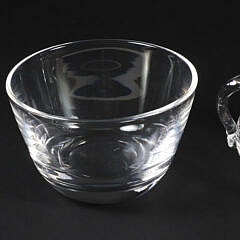 Signed Steuben Clear Glass Creamer, Sugar, and Finger Bowl