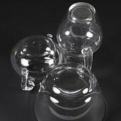 Signed Steuben Clear Glass Creamer, Sugar, and Finger Bowl