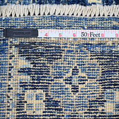 Denim Blue Angora Oushak Style Hand Knotted Wool Oriental Carpet Runner