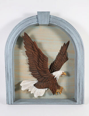 S.G. Seltz Folk Art Carved Bald Eagle in Flight