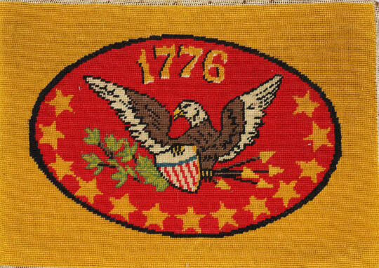Vintage Needlework Cross Stitched Bicentennial American Bald Eagle