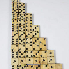 Collection of 28 Antique Bone and Ebony Dominoes