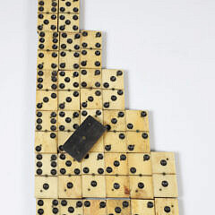 Collection of 28 Antique Bone and Ebony Dominoes