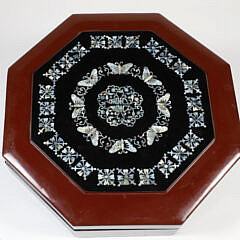 Chinese Red and Black Lacquered Lift Top Five-Compartment Jewelry Box