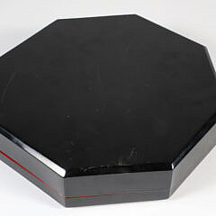 Chinese Red and Black Lacquered Lift Top Five-Compartment Jewelry Box
