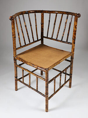 Antique English "Tortoiseshell" Bamboo Corner Chair