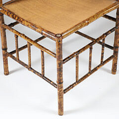 Antique English “Tortoiseshell” Bamboo Corner Chair with Unusual Curved Back Rail