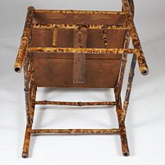 Antique English “Tortoiseshell” Bamboo Corner Chair with Unusual Curved Back Rail