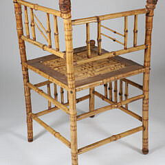 Vintage Bamboo Corner Chair with Unusual Bamboo Seat