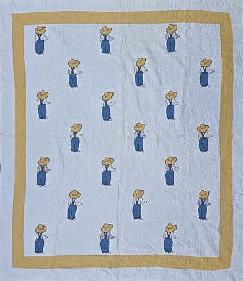 Vintage "Overall Sam" Patchwork Quilt, circa 1930s
