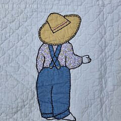 Vintage American “Overall Sam” Patchwork Quilt, circa 1930s