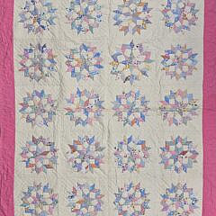 Vintage Large Lemoyne Star Patchwork Quilt, circa 1940