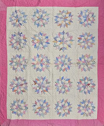 Vintage Large Lemoyne Star Patchwork Quilt, circa 1940