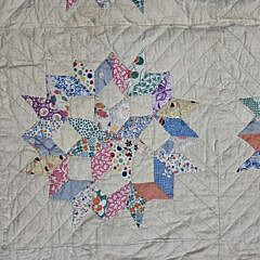 Vintage American Large Lemoyne Star Patchwork Quilt, circa 1940s