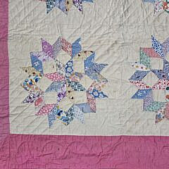 Vintage American Large Lemoyne Star Patchwork Quilt, circa 1940s