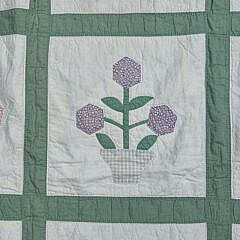 Vintage American Flower Pot Patchwork Quilt, circa 1940s